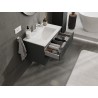 Mexen Rivel Badezimmerschrank 80 cm mit Waschbecken Otis, 2 Schubladen, gerillt, Graphit matt/Weiß matt -