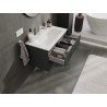 Mexen Rivel Badezimmerschrank 80 cm mit Waschbecken Vela, 2 Schubladen, geriffelt, Graphit matt/Weiß matt -