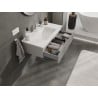 Mexen Rivel Badezimmerschrank 90 cm mit Waschbecken Otis, 1 Schublade, geriffelt, grau matt/weiß matt