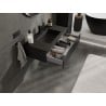 Mexen Rivel Badezimmerschrank 90 cm mit Waschbecken Otis, 1 Schublade, gerippt, schwarz matt - 91A20-09023-1-BF71-W18M71