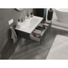 Mexen Rivel Badezimmerschrank 90 cm mit Waschbecken Vela, 1 Schublade, geriffelt, Graphit matt/Weiß matt