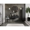 Mexen Rivel Badezimmerschrank 90 cm mit Waschbecken Vela, 1 Schublade, geriffelt, schwarz matt - 91A20-09023-1-BF71-W23M71