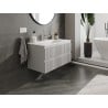 Mexen Rivel Badezimmerschrank 90 cm mit Waschbecken Otis, 2 Schubladen, gerillt, grau matt/weiß matt