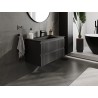 Mexen Rivel Badezimmerschrank 90 cm mit Waschbecken Otis, 2 Schubladen, gerillt, schwarz matt - 91A20-09047-2-BFF71-W18M71