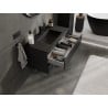 Mexen Rivel Badezimmerschrank 90 cm mit Waschbecken Otis, 2 Schubladen, gerillt, schwarz matt - 91A20-09047-2-BFF71-W18M71