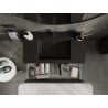 Mexen Rivel Badezimmerschrank 90 cm mit Waschbecken Otis, 2 Schubladen, gerillt, schwarz matt - 91A20-09047-2-BFF71-W18M71