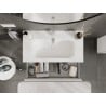 Mexen Rivel Badezimmerschrank 90 cm mit Waschbecken Vela, 2 Schubladen, geriffelt, weiß matt - 91A20-09047-2-BFF01-W23M01
