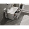 Mexen Rivel Badezimmerschrank 90 cm mit Waschbecken Vela, 2 Schubladen, gerillt, grau matt/weiß matt