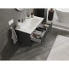 Mexen Rivel Badezimmerschrank 90 cm mit Waschbecken Vela, 2 Schubladen, geriffelt, Graphit matt/Weiß matt -