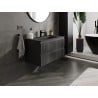 Mexen Rivel Badezimmerunterschrank 90 cm mit Waschbecken Vela, 2 Schubladen, gerillt, schwarz matt - 91A20-09047-2-BFF71-W23M71