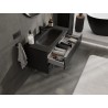 Mexen Rivel Badezimmerunterschrank 90 cm mit Waschbecken Vela, 2 Schubladen, gerillt, schwarz matt - 91A20-09047-2-BFF71-W23M71