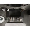 Mexen Rivel Badezimmerunterschrank 90 cm mit Waschbecken Vela, 2 Schubladen, gerillt, schwarz matt - 91A20-09047-2-BFF71-W23M71