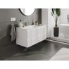 Mexen Rivel Badezimmerschrank 100 cm mit Waschbecken Otis, 2 Schubladen, geriffelt, weiß matt - 91A20-10047-2-BFF01-W18M01
