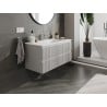 Mexen Rivel Badezimmerschrank 100 cm mit Waschbecken Otis, 2 Schubladen, gerillt, grau matt/weiß matt