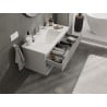 Mexen Rivel Badezimmerschrank 100 cm mit Waschbecken Otis, 2 Schubladen, gerillt, grau matt/weiß matt
