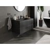 Mexen Rivel Badezimmerschrank 100 cm mit Waschbecken Otis, 2 Schubladen, geriffelt, schwarz matt - 91A20-10047-2-BFF71-W18M71