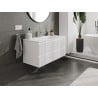 Mexen Rivel Badezimmerschrank 100 cm mit Waschbecken Vela, 2 Schubladen, geriffelt, weiß matt - 91A20-10047-2-BFF01-W23M01