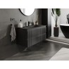 Mexen Rivel Badezimmermöbel 100 cm mit Waschbecken Vela, 2 Schubladen, geriffelt, schwarz matt - 91A20-10047-2-BFF71-W23M71