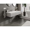 Mexen Rivel Badezimmerschrank 120 cm mit Waschbecken Vela, 1 Schublade, geriffelt, grau matt/weiß matt
