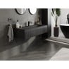 Mexen Rivel Badezimmerschrank 120 cm mit Waschbecken Vela, 1 Schublade, gerillt, schwarz matt - 91A20-12023-1-BF71-W23M71