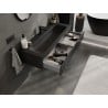 Mexen Rivel Badezimmerschrank 120 cm mit Waschbecken Vela, 1 Schublade, gerillt, schwarz matt - 91A20-12023-1-BF71-W23M71