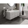 Mexen Rivel Badezimmerschrank 120 cm mit Waschbecken Otis, 2 Schubladen, gerillt, grau matt/weiß matt -