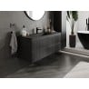 Mexen Rivel Badezimmerschrank 120 cm mit Waschbecken Otis, 2 Schubladen, geriffelt, schwarz matt - 91A20-12047-2-BFF71-W18M71