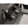 Mexen Rivel Badezimmerschrank 120 cm mit Waschbecken Otis, 2 Schubladen, geriffelt, schwarz matt - 91A20-12047-2-BFF71-W18M71