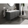 Mexen Rivel Badezimmerschrank 120 cm mit Waschbecken Vela, 2 Schubladen, geriffelt, matt Graphit/weiß matt -