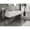 Mexen Rivel Badezimmerschrank 140 cm mit Waschbecken Vela, 1 Schublade, gerillt, weiß matt - 91A20-14023-1-BF01-W23M01