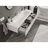 Mexen Rivel Badezimmerschrank 140 cm mit Waschbecken Vela, 1 Schublade, gerillt, weiß matt - 91A20-14023-1-BF01-W23M01