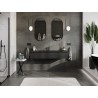 Mexen Rivel Badezimmerschrank 140 cm mit Waschbecken Vela, 1 Schublade, geriffelt, schwarz matt - 91A20-14023-1-BF71-W23M71