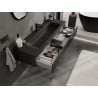 Mexen Rivel Badezimmerschrank 140 cm mit Waschbecken Vela, 1 Schublade, geriffelt, schwarz matt - 91A20-14023-1-BF71-W23M71
