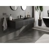 Mexen Rivel Badezimmerschrank 140 cm mit Waschbecken Otis, 1 Schublade, gerillt, schwarz matt - 91A20-14023-1-BF71-W18M71
