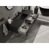 Mexen Rivel Badezimmerschrank 140 cm mit Waschbecken Otis, 1 Schublade, gerillt, schwarz matt - 91A20-14023-1-BF71-W18M71