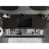 Mexen Rivel Badezimmerschrank 140 cm mit Waschbecken Otis, 1 Schublade, gerillt, schwarz matt - 91A20-14023-1-BF71-W18M71