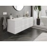 Mexen Rivel Badezimmer-Unterschrank 140 cm mit Waschbecken Otis, 2 Schubladen, gerillt, weiß matt - 91A20-14047-2-BFF01-W18M01