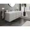 Mexen Rivel Badezimmerschrank 140 cm mit Waschbecken Otis, 2 Schubladen, geriffelt, grau matt/weiß matt -