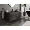 Mexen Rivel Badezimmerschrank 140 cm mit Waschbecken Otis, 2 Schubladen, gerillt, schwarz matt - 91A20-14047-2-BFF71-W18M71
