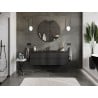 Mexen Rivel Badezimmerschrank 140 cm mit Waschbecken Otis, 2 Schubladen, gerillt, schwarz matt - 91A20-14047-2-BFF71-W18M71