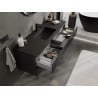 Mexen Rivel Badezimmerschrank 140 cm mit Waschbecken Otis, 2 Schubladen, gerillt, schwarz matt - 91A20-14047-2-BFF71-W18M71
