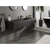 Mexen Rivel Badezimmerschrank 160 cm mit Waschbecken Otis, 1 Schublade, geriffelt, schwarz matt - 91A20-16023-1-BF71-W18M71