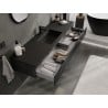 Mexen Rivel Badezimmerschrank 160 cm mit Waschbecken Otis, 1 Schublade, geriffelt, schwarz matt - 91A20-16023-1-BF71-W18M71