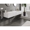 Mexen Rivel Badezimmerschrank 160 cm mit Waschbecken Vela, 1 Schublade, geriffelt, weiß matt - 91A20-16023-1-BF01-W23M01