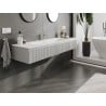 Mexen Rivel Badezimmerschrank 140 cm mit Waschbecken Vela, 1 Schublade, geriffelt, grau matt/weiß matt