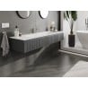 Mexen Rivel Badezimmerschrank 160 cm mit Waschtisch Vela, 1 Schublade, geriffelt, Graphit matt/Weiß matt -