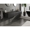 Mexen Rivel Badezimmerschrank 160 cm mit Waschbecken Vela, 1 Schublade, geriffelt, schwarz matt - 91A20-16023-1-BF71-W23M71