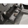 Mexen Rivel Badezimmermöbel 160 cm mit Vela-Waschbecken, 1 Schublade, gerillt, schwarz matt - 91A20-16023-1-BF71-W23M71