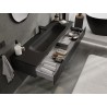 Mexen Rivel Badezimmerschrank 160 cm mit Waschbecken Vela, 1 Schublade, geriffelt, schwarz matt - 91A20-16023-1-BF71-W23M71