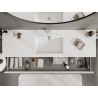 Mexen Rivel Badezimmerschrank 160 cm mit Waschbecken Otis, 2 Schubladen, geriffelt, weiß matt - 91A20-16047-2-BFF01-W18M01